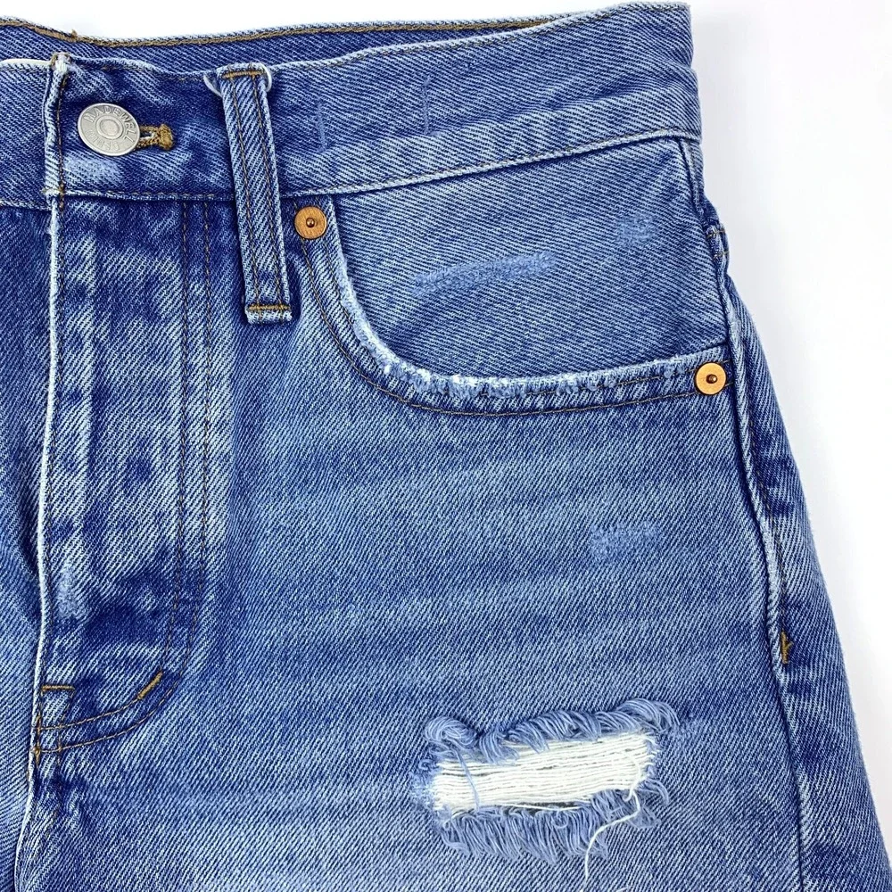 Madewell Womens Sz 24 Relaxed Denim Shorts‎ Homecrest Wash Ripped Edition Button